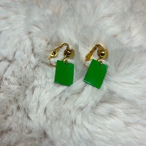 Vintage Gold and Green Minimalist Dangling Earrings